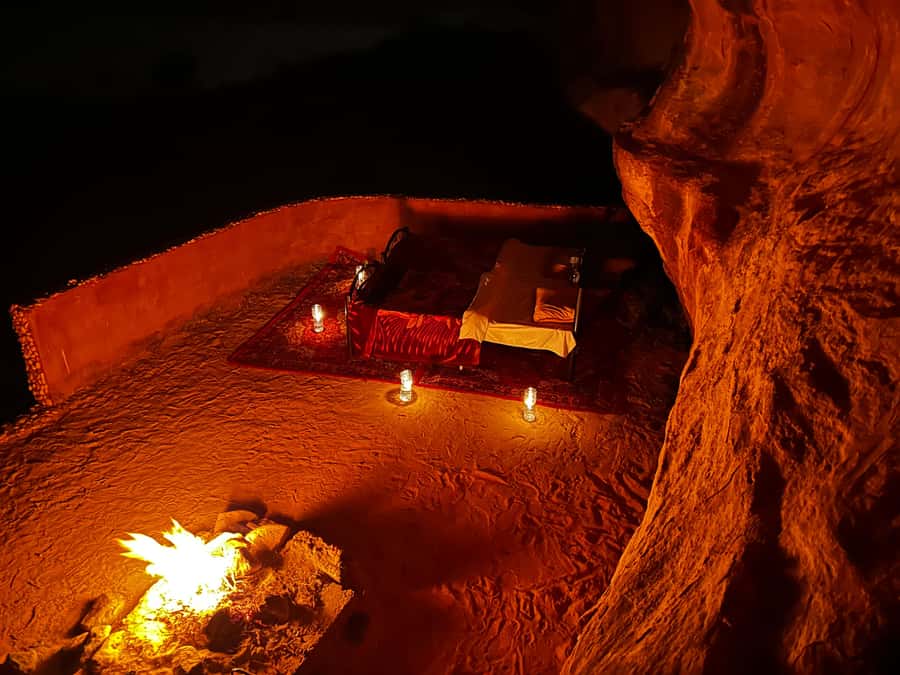 From Wadi Rum: Jeep Tour with Overnight Desert Camping - Sand-cooked dinner and Bedouin tea: the meal is the experience