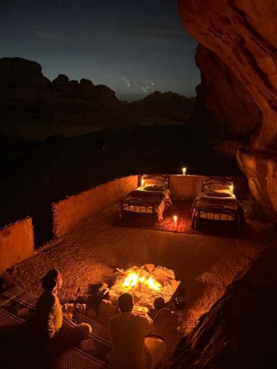 From Wadi Rum: Jeep Tour with Overnight Desert Camping - The guided jeep tour: natural bridge and desert wildlife talk