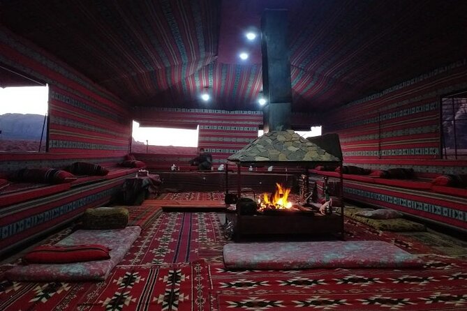 Wadi Rum Jeep Tour & Camp; Overnight - Abu Kas.haba Canyon, Burdah Rock Bridge, and Mushroom Rock