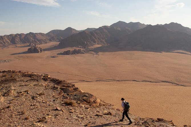 Wadi Rum: Mountain Hike with Lunch & Scenic Valley Tour - Lunch in desert shade: picnic food plus hot tea